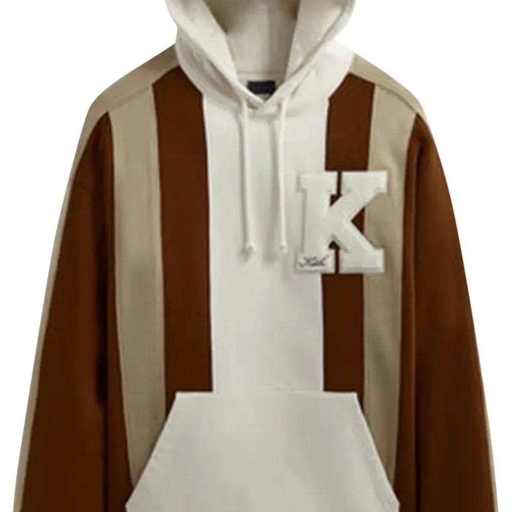 Kith Brown and Cream Vertical Stripe Hooded Sweatshirt
